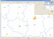 Wayne County Wall Map Basic Style