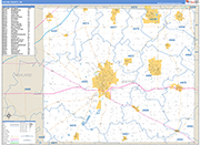 Wayne County Wall Map Basic Style