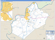 Wood County Wall Map Basic Style