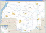 Woodford County Wall Map Basic Style