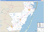Worcester County Wall Map Basic Style