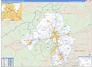 Asheville Metro Area Wall Map Basic Style