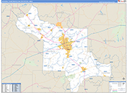 Jackson Metro Area Wall Map Basic Style
