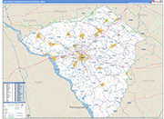 Lancaster Metro Area Wall Map Basic Style