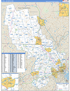 Lowell Metro Area Wall Map Basic Style