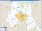 Macon Metro Area Wall Map Basic Style