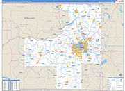 Madison Metro Area Wall Map Basic Style