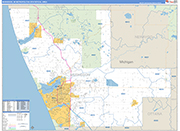 Muskegon Metro Area Wall Map Basic Style