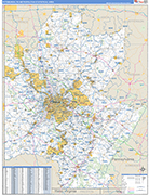 Pittsburgh Metro Area Wall Map Basic Style