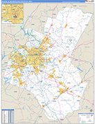 Raleigh Metro Area Wall Map Basic Style