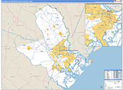 Savannah Metro Area Wall Map Basic Style