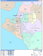 Anchorage  Wall Map Color Cast Style