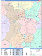 Asheville  Wall Map Color Cast Style