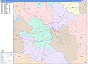 Athens  Wall Map Color Cast Style