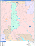 Auburn Wall Map Color Cast Style