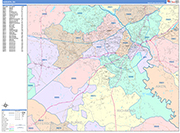 Augusta  Wall Map Color Cast Style