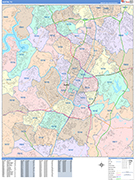 Austin  Wall Map Color Cast Style