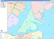 Bayonne  Wall Map Color Cast Style