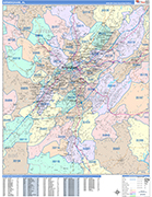 Birmingham  Wall Map Color Cast Style