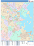 Boston  Wall Map Color Cast Style