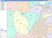 Brookline  Wall Map Color Cast Style