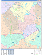 Cary  Wall Map Color Cast Style