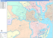 Charleston  Wall Map Color Cast Style