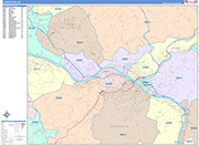 Charleston  Wall Map Color Cast Style