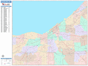 Cleveland  Wall Map Color Cast Style