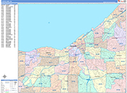 Cleveland  Wall Map Color Cast Style