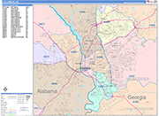 Columbus  Wall Map Color Cast Style