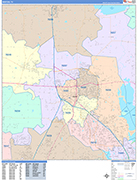 Denton  Wall Map Color Cast Style