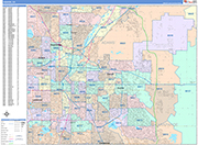 Denver  Wall Map Color Cast Style