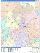 Durham  Wall Map Color Cast Style