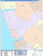 Encinitas  Wall Map Color Cast Style