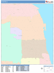 Evanston  Wall Map Color Cast Style