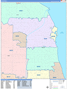 Evanston  Wall Map Color Cast Style