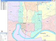 Evansville  Wall Map Color Cast Style