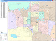 Fresno  Wall Map Color Cast Style