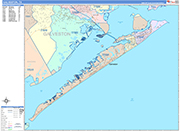 Galveston  Wall Map Color Cast Style