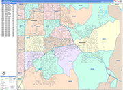 Henderson  Wall Map Color Cast Style