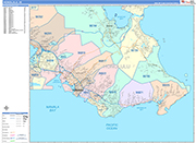 Honolulu  Wall Map Color Cast Style