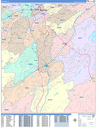 Hoover  Wall Map Color Cast Style