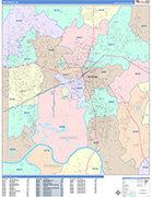 Huntsville  Wall Map Color Cast Style