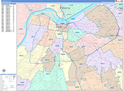 Louisville  Wall Map Color Cast Style