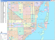 Miami  Wall Map Color Cast Style