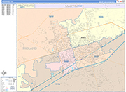 Midland  Wall Map Color Cast Style