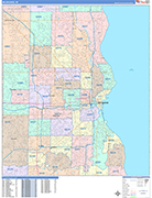 Milwaukee  Wall Map Color Cast Style