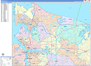 Norfolk Wall Map Color Cast Style