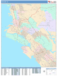 Oakland  Wall Map Color Cast Style